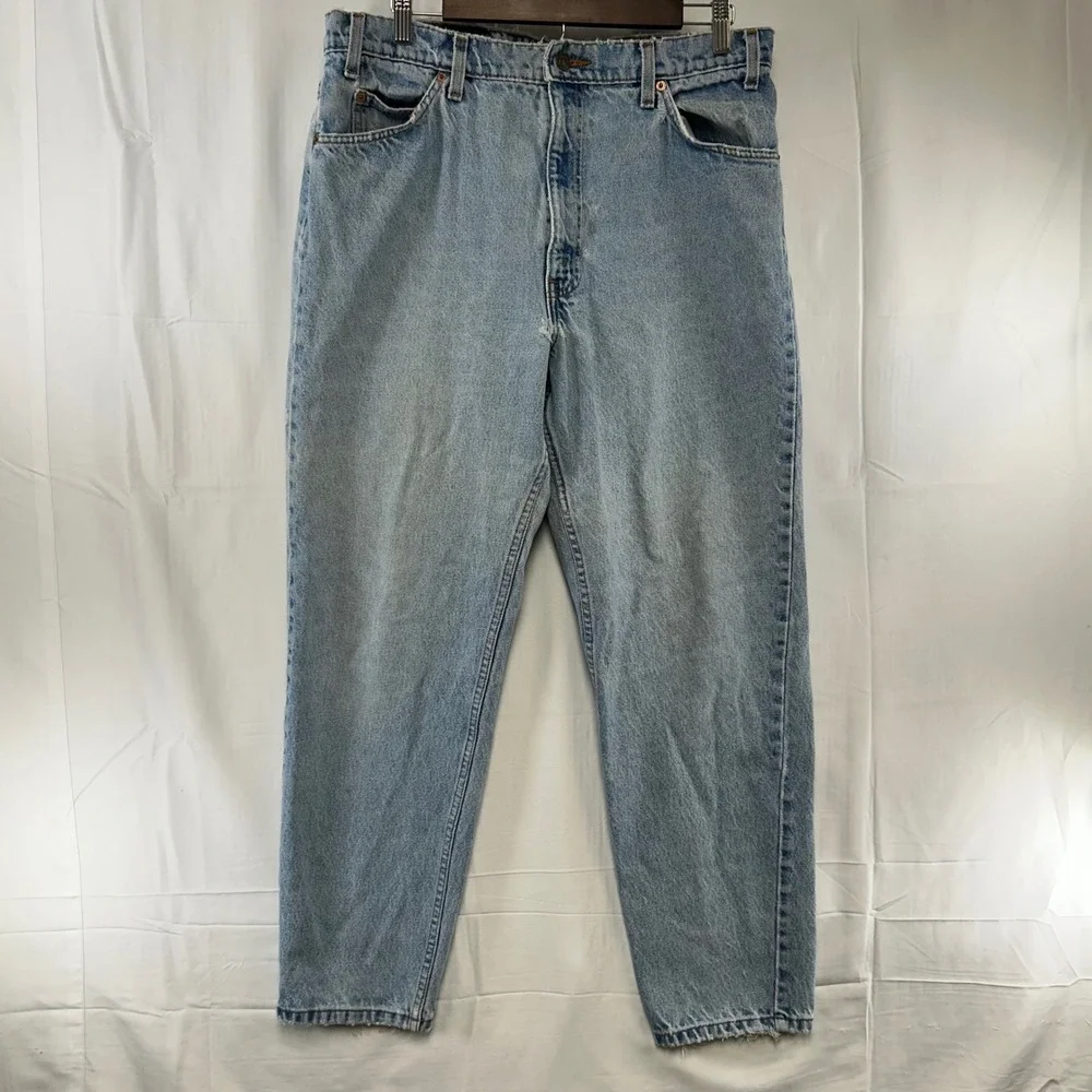 Levi's 550 Jeans Mens 36x30 Light Wash Orange Tab Relaxed Tapered Distressed